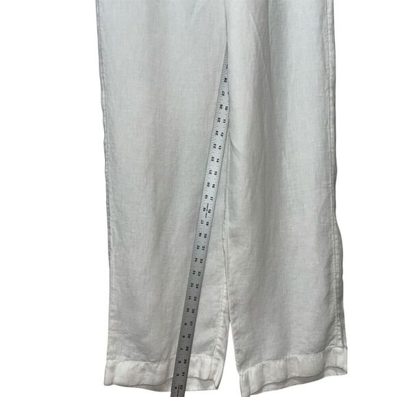 J.Jill Women's 100% Linen White Wide Leg Pants Size Medium Side Pockets Pull On - Picture 7 of 8